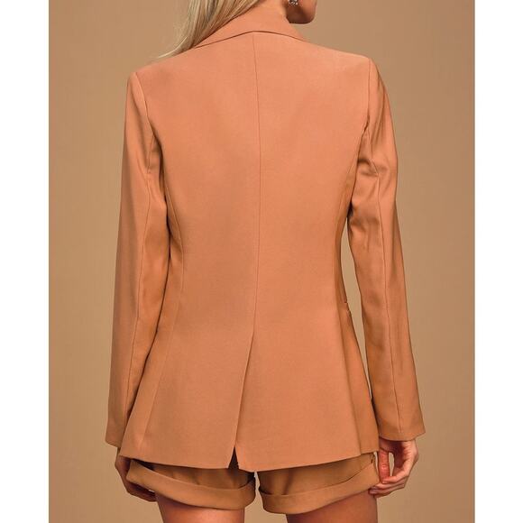 Lulus Professional Babe Tan Blazer and Shorts Set - Large - Picture 2 of 8